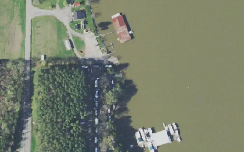 Aerial photo of the area around Agency Creek Campground, Meigs County