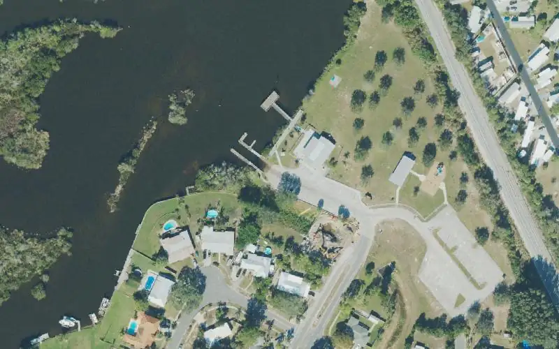 Aerial photo of the area around Alex J. Goode Park, Brevard County