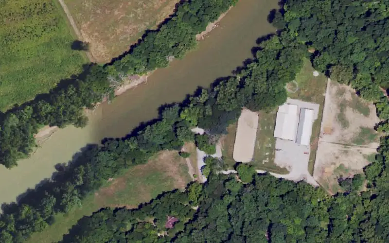 Aerial photo of the area around Alexander Creek Ramp, Edmonson County