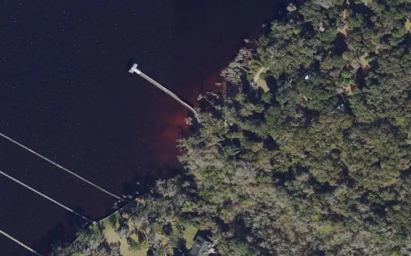 Aerial photo of the area around Alpine Groves Park Canoe and Kayak Launch, St. Johns County