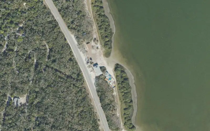 Aerial photo of the area around Anastasia State Park Canoe/Kayak/Sailboard Access, St. Johns County