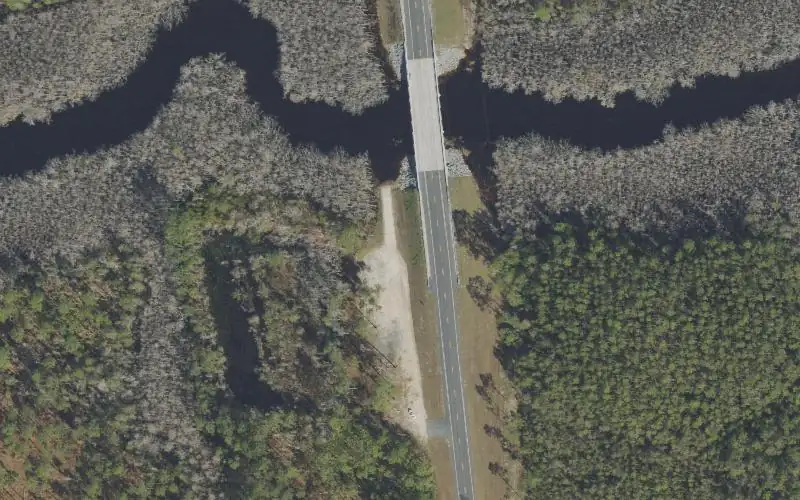 Aerial photo of the area around Apalachicola River Wildlife and Environmental Area - Graham Creek Public Boat Ramp, Franklin County