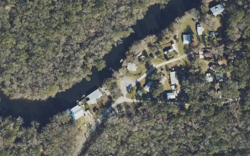 Aerial photo of the area around Aucilla Landing at Nutall Rise (Bowden Ramp), Taylor County