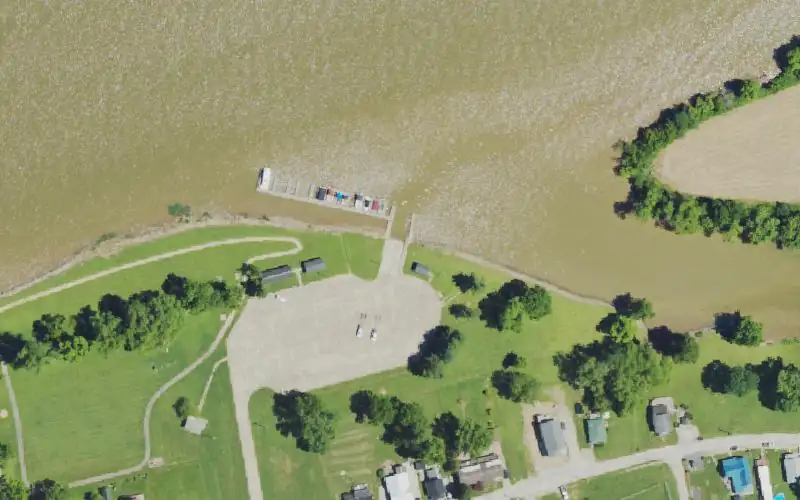 Aerial photo of the area around Augusta Ramp, Bracken County