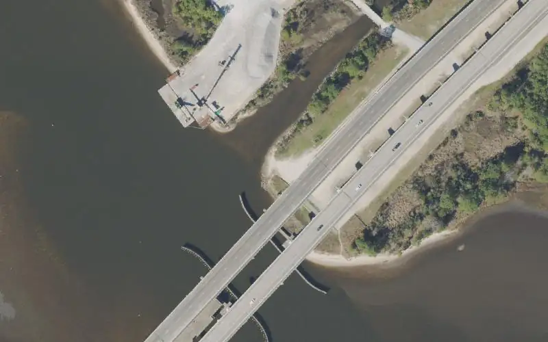 Aerial photo of the area around B.V. Buchanan Bridge North Shore Undeveloped Access Point, Bay County