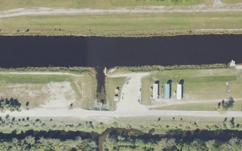 Aerial photo of the area around Babcock Boat Ramp on Canal 54, Indian River County