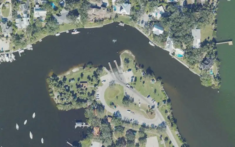 Aerial photo of the area around Ballard Park Public Boat Ramp, Brevard County