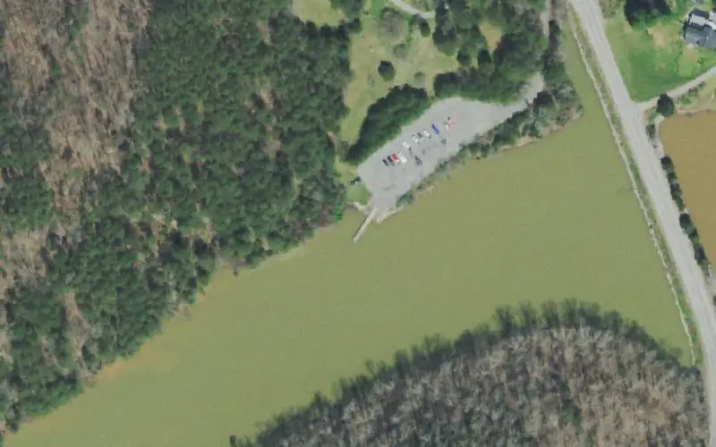 Aerial photo of the area around Ballplay Creek Access Area, Monroe County