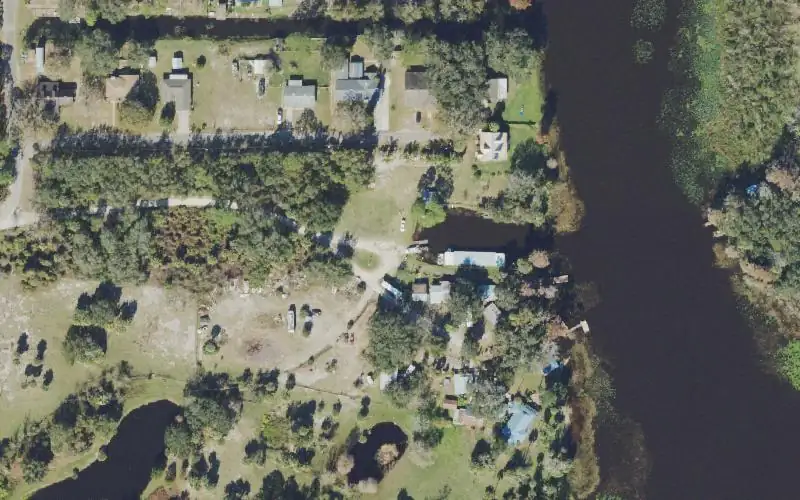 Aerial photo of the area around Bannon Fish Camp, Polk County