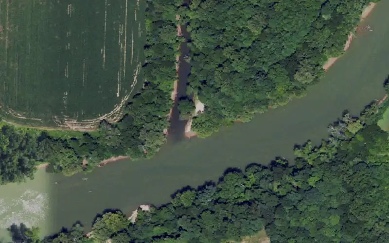 Aerial photo of the area around Bear Creek Ramp, Edmonson County