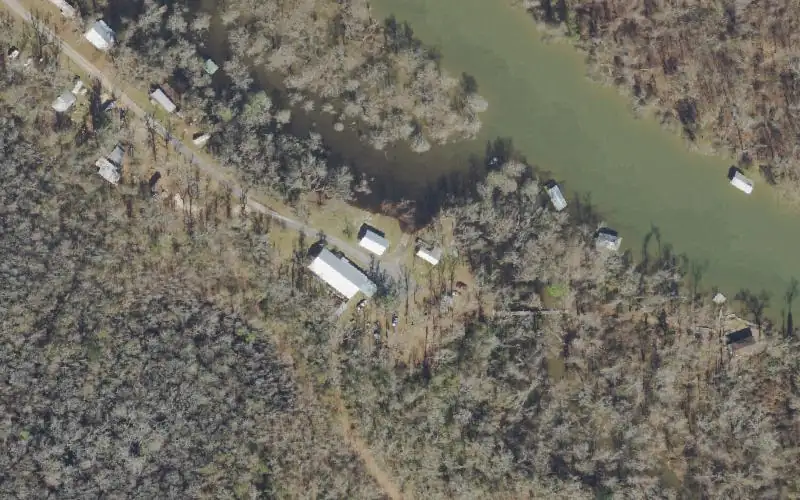 Aerial photo of the area around Beards / Cox Landing Pay Ramp, Gulf County