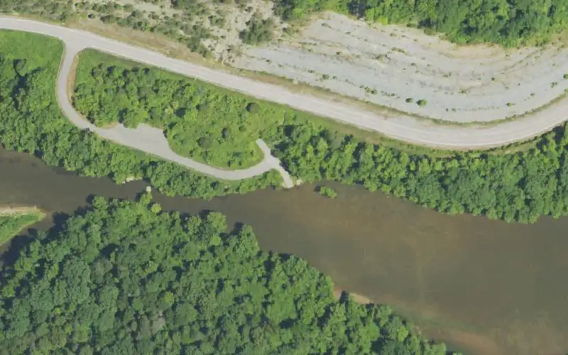 Aerial photo of the area around Beaver Creek Ramp CRL, Menifee County