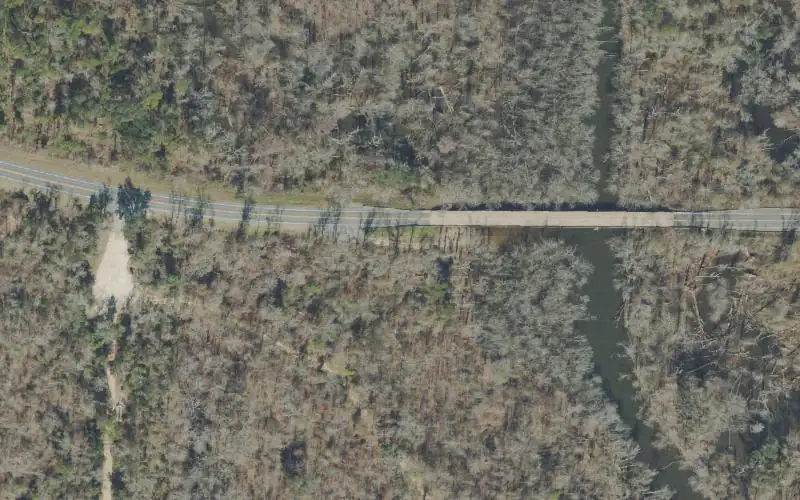 Aerial photo of the area around Bellamy Bridge Canoe Access, Jackson County