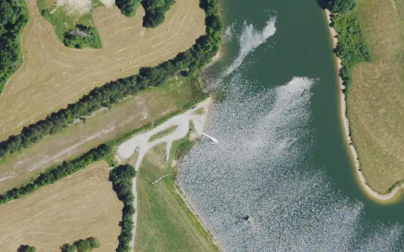 Aerial photo of the area around Beulah Lake Ramp, Jackson County