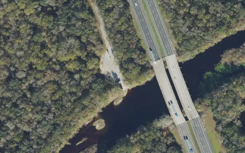 Aerial photo of the area around Bible Camp Road Public Boat Ramp, Columbia County