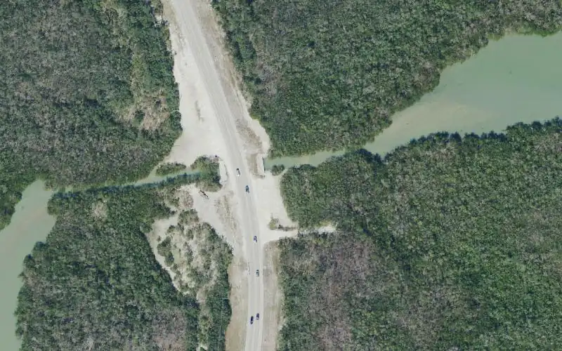 Aerial photo of the area around Big Hickory Island Water Tower - Bay Side Kayak Access, Lee County