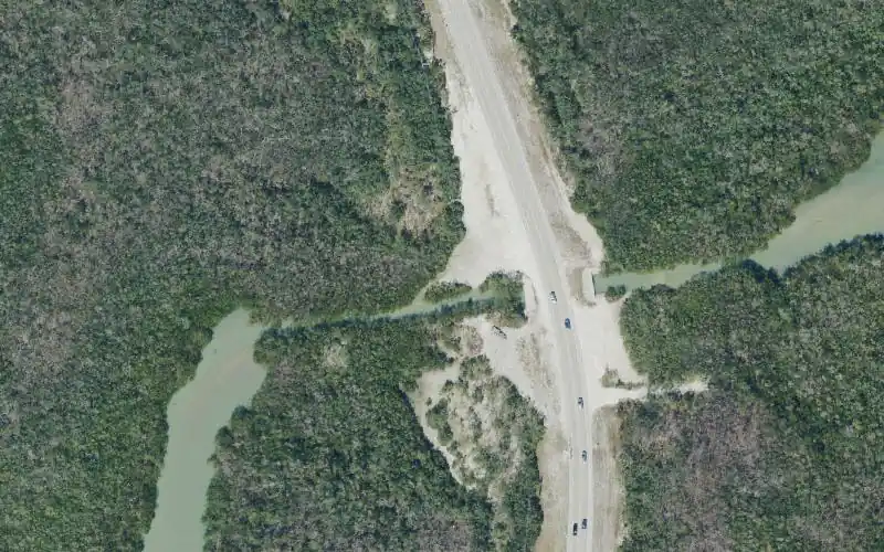 Aerial photo of the area around Big Hickory Island Water Tower - Gulf Side Kayak Access, Lee County