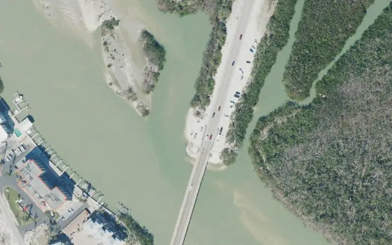 Aerial photo of the area around Big Hickory Pass Kayak Access, Lee County