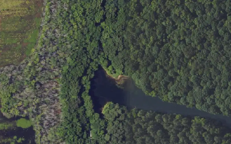 Aerial photo of the area around Big Muddy Lake Ramp, Ohio County