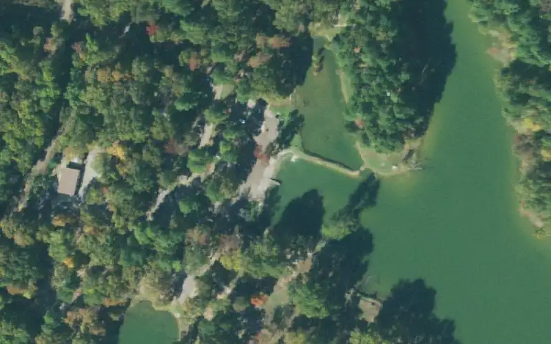 Aerial photo of the area around Bill Dance Lake State Fishing Area, Fayette County