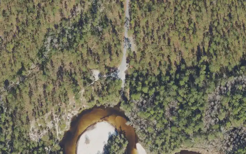 Aerial photo of the area around Blackwater River State Forest- Deaton Bridge Public Boat Ramp (Small Boats), Santa Rosa County