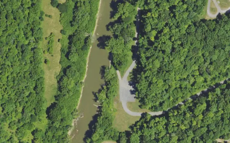 Aerial photo of the area around Blue Licks Battlefield Ramp, Robertson County