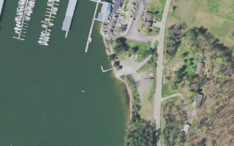 Aerial photo of the area around Blue Springs Marina, Roane County