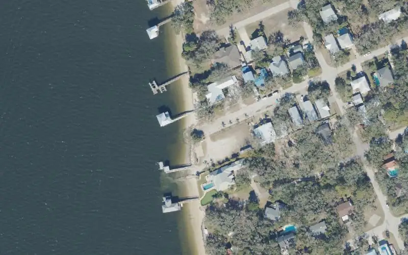 Aerial photo of the area around Boating Club Road Public Boat Ramp, St. Johns County