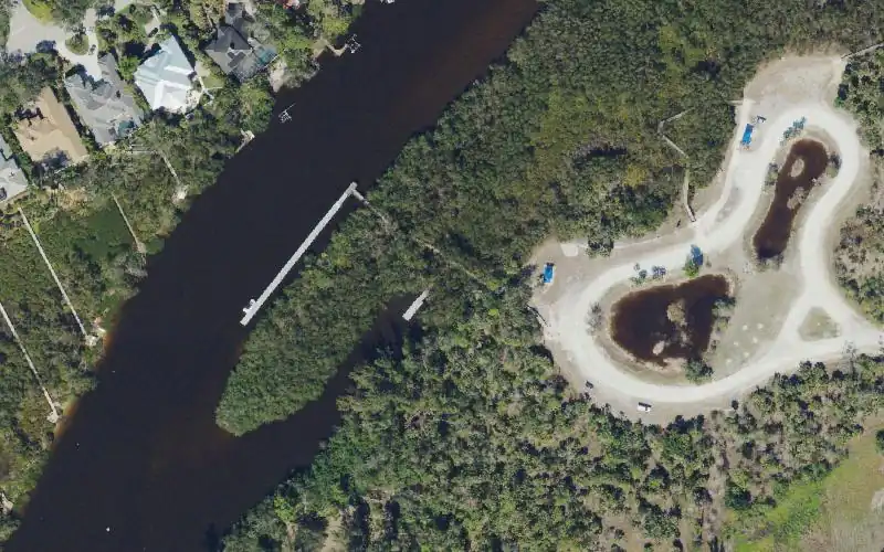 Aerial photo of the area around Bonita Springs River Park Kayak Launch, Lee County