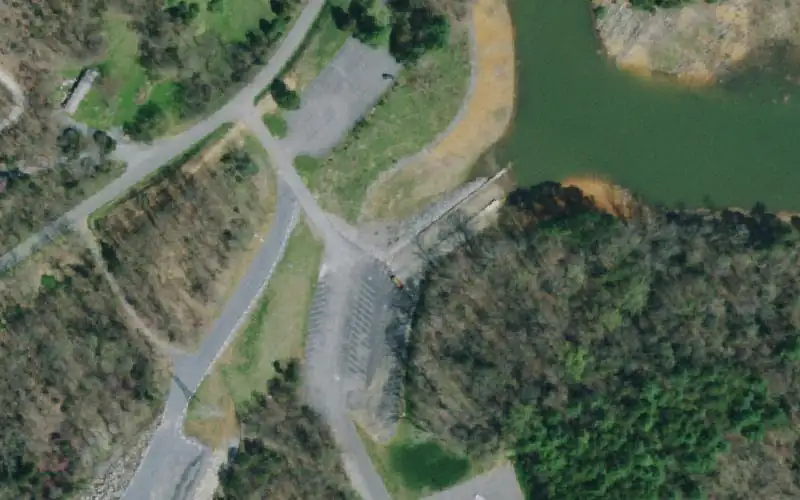 Aerial photo of the area around Boone Dam, Sullivan County
