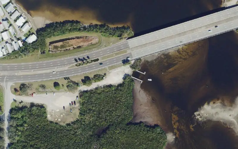 Aerial photo of the area around Braden River Public Boat Ramp, Manatee County