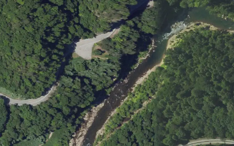 Aerial photo of the area around Breaks Interstate Park, Pike County