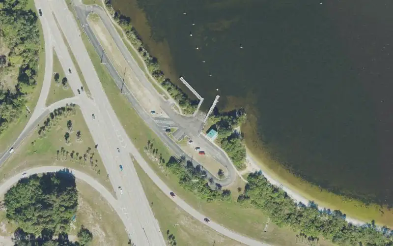 Aerial photo of the area around Brevard POW/MIA Park (Pineda Landing), Brevard County