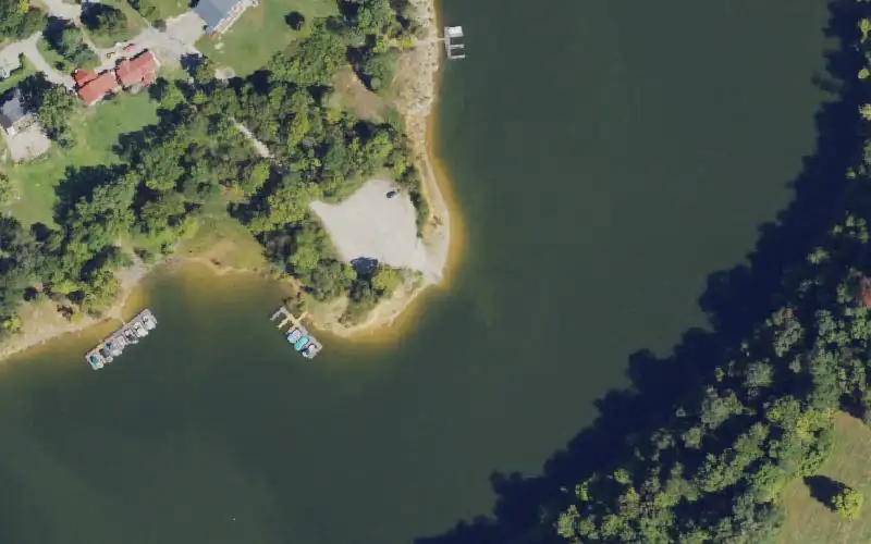 Aerial photo of the area around Brown's Hideaway Ramp, Breckinridge County