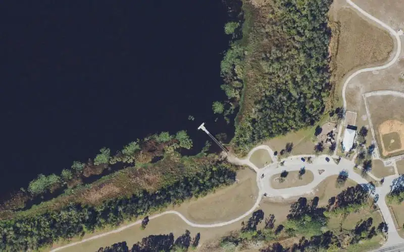 Aerial photo of the area around Bunker Hill Park Kayak Dock, Manatee County