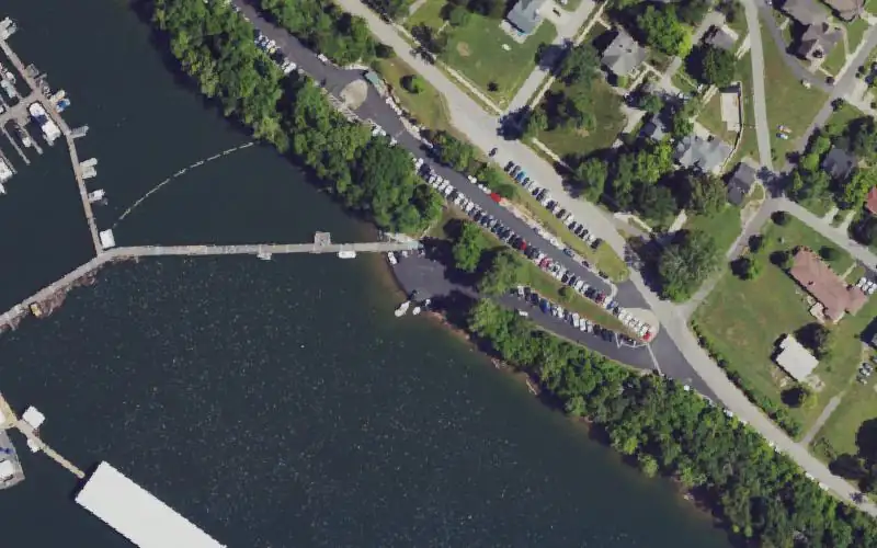 Aerial photo of the area around Burnside Marina, Pulaski County