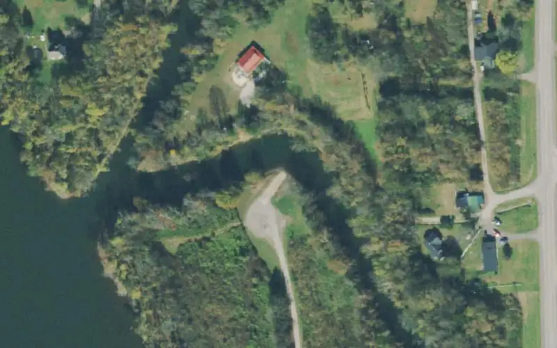 Aerial photo of the area around Butler's Landing Launch Ramp, Clay County