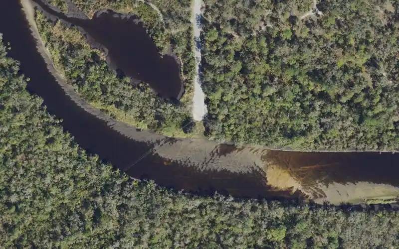 Aerial photo of the area around Camp Bayou Nature Preserve Canoe Launch, Hillsborough County