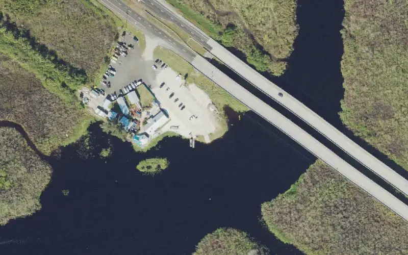 Aerial photo of the area around Camp Holly Fishing & Airboats, Brevard County