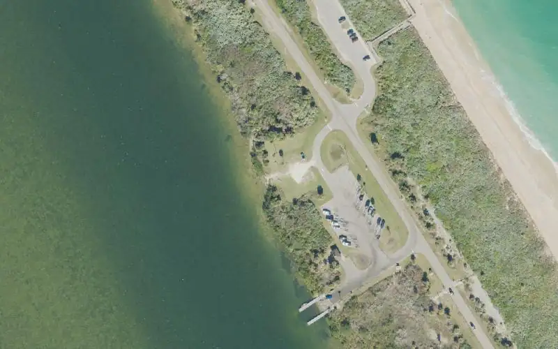Aerial photo of the area around Canaveral National Seashore - North Apollo Beach Kayak Launch, Volusia County