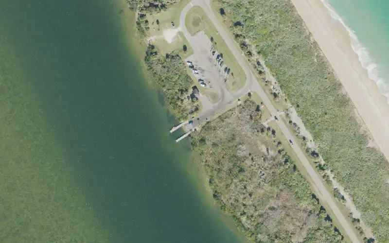 Aerial photo of the area around Canaveral National Seashore - North Apollo Beach Paved Boat Ramp, Volusia County