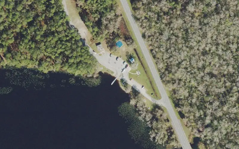 Aerial photo of the area around Candace R. Strawn Lake Dias Park and Public Boat Ramp, Volusia County