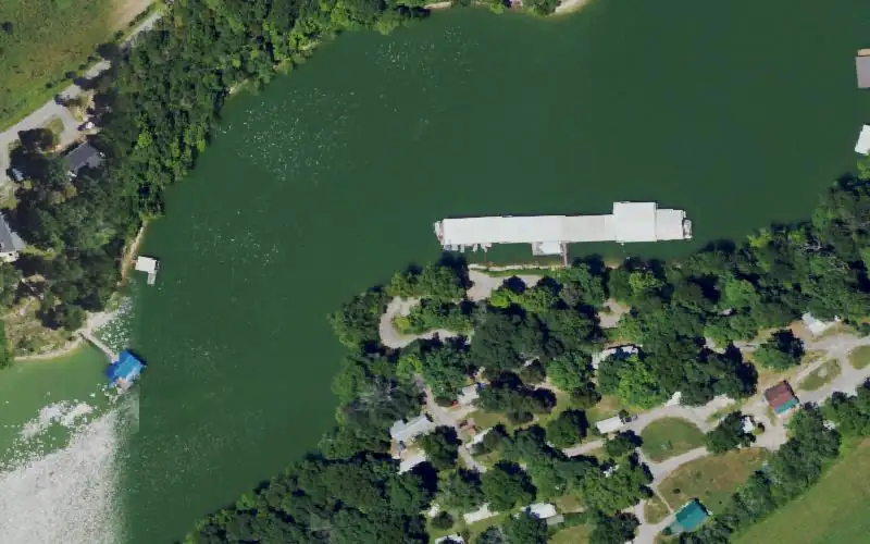 Aerial photo of the area around Cane Run Ramp, Mercer County