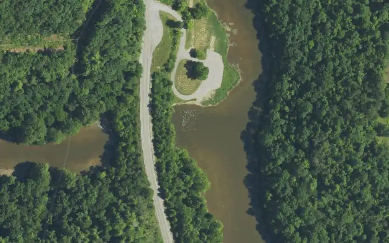 Aerial photo of the area around Caney Creek, Elliott County