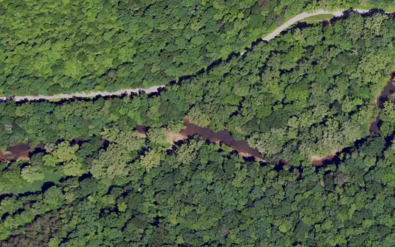 Aerial photo of the area around Canoe Launch, Jackson County