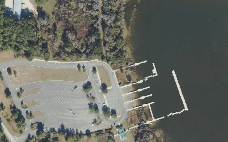 Aerial photo of the area around Carney Island Recreation and Conservation Area Kayak Launch Dock, Marion County
