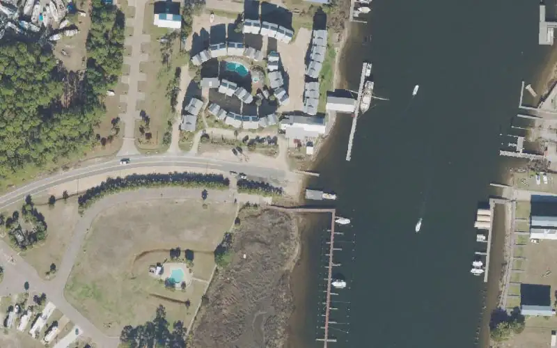Aerial photo of the area around Carrabelle Timber Island Public Boat Ramp, Franklin County
