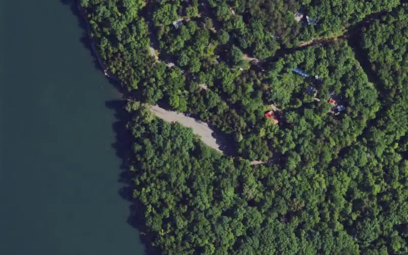 Aerial photo of the area around Cave Creek Recreation Area, Pulaski County