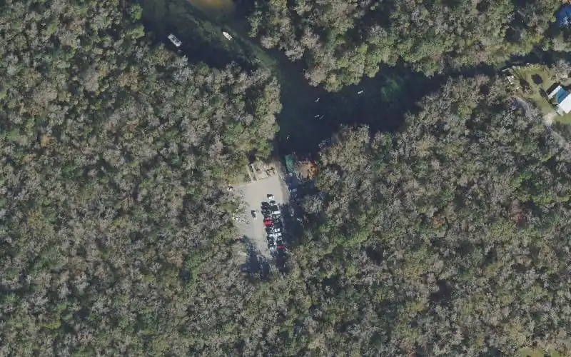 Aerial photo of the area around Chassahowitzka River Boat Ramp, Citrus County