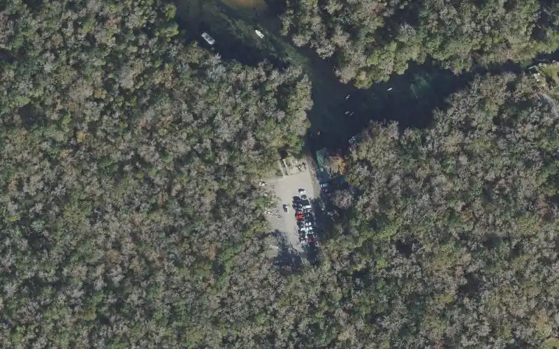 Aerial photo of the area around Chassahowitzka River Canoe Launch, Citrus County